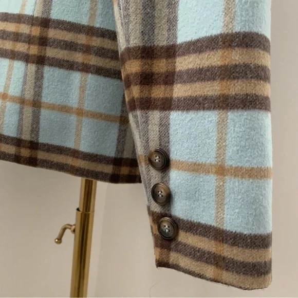 Vintage Doncaster Wool Angora Blend Blue and Brown Plaid Jacket - Picture 7 of 15